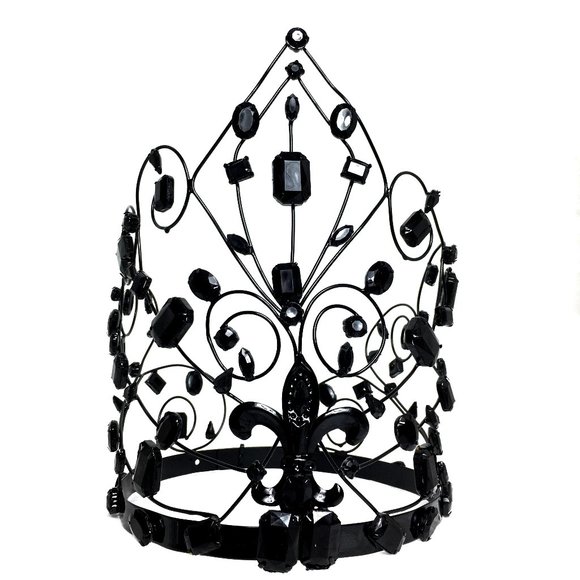 Center Stage Accessories Crown Headdress Goth Black Jeweled Tall Metal New Poshmark